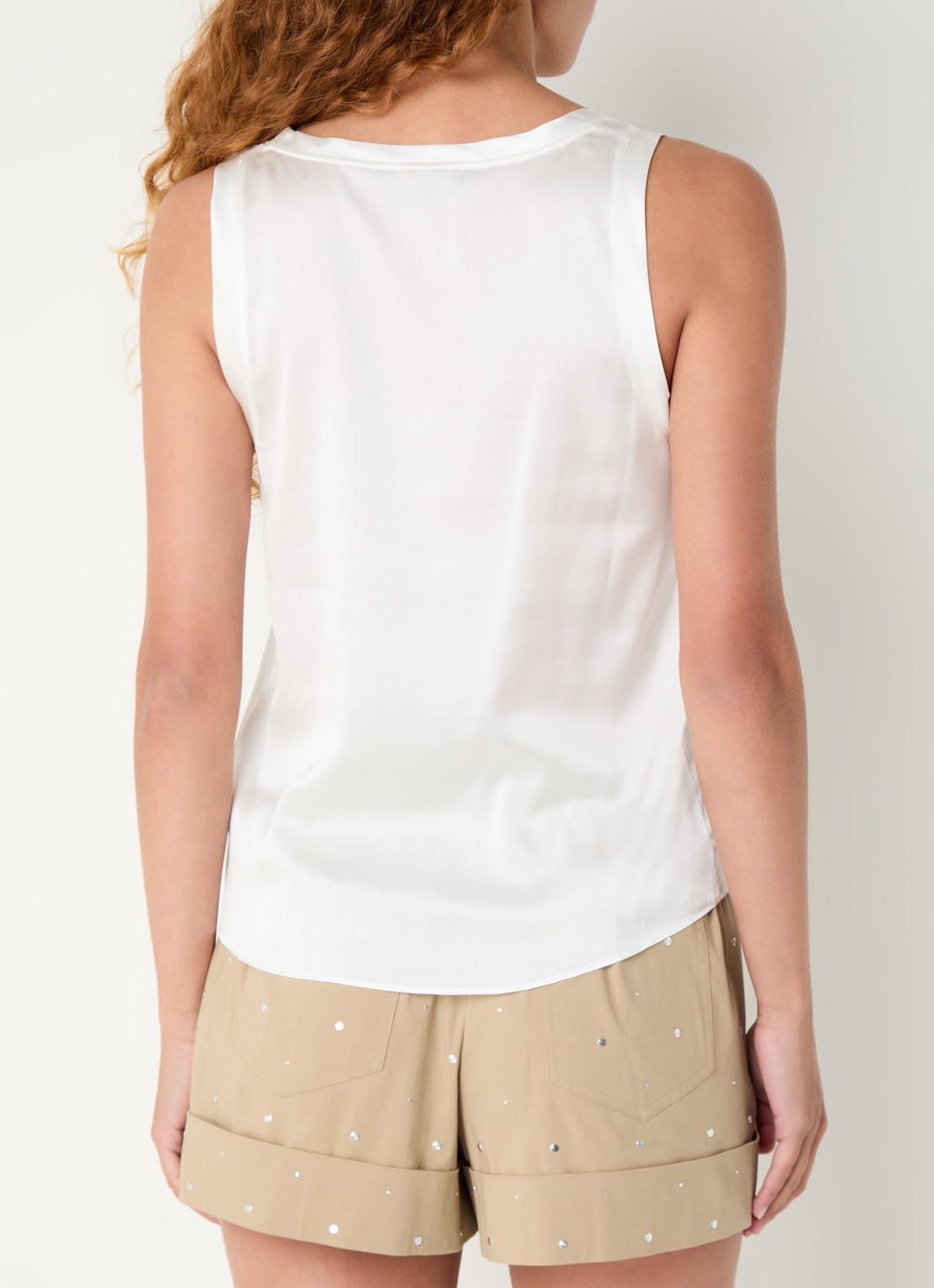 Maje Tanktop in zijdeblend met glanzende finish - achterkant wit