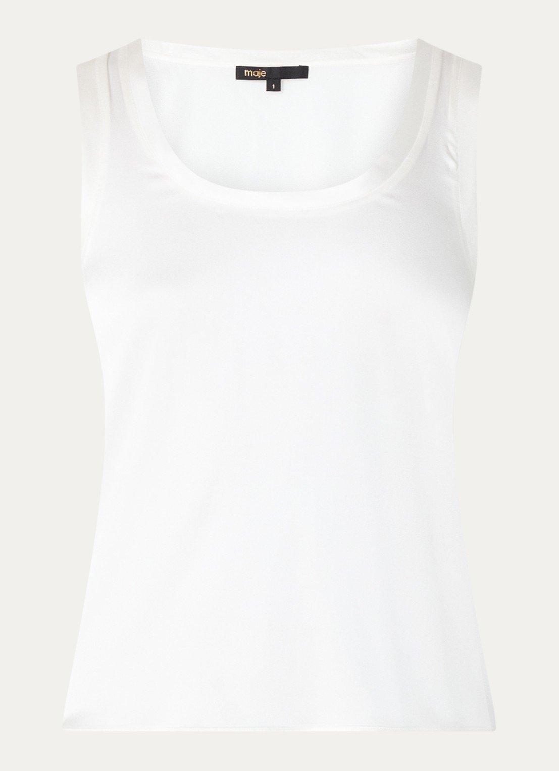 Maje Tanktop in zijdeblend met glanzende finish - voorkant 2 wit