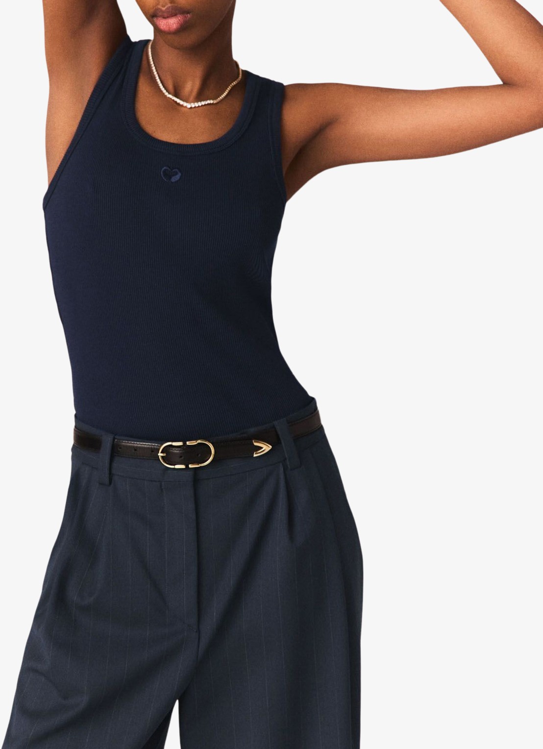 Maje Tanktops met borduring - detail donkerblauw