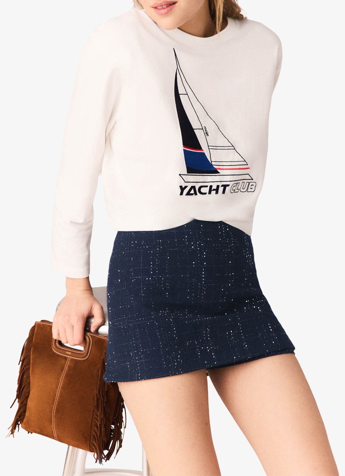 Maje Tiyacht longsleeve met print - detail 4 wit