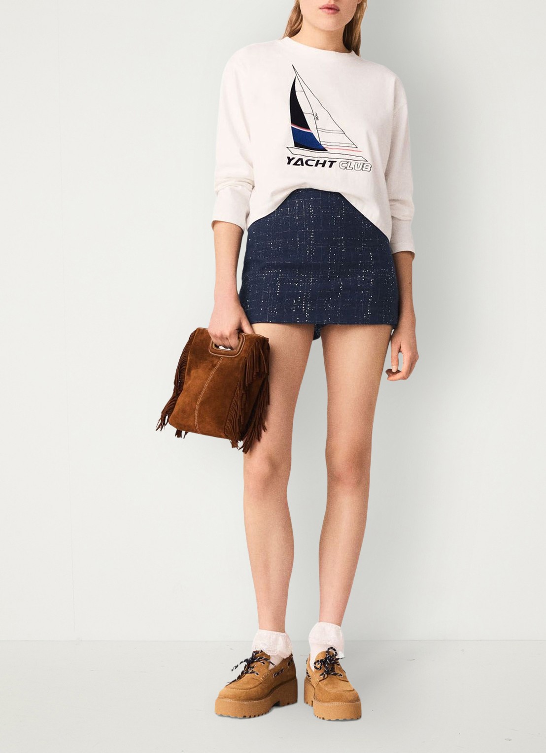 Maje Tiyacht longsleeve met print - voorkant 2 wit