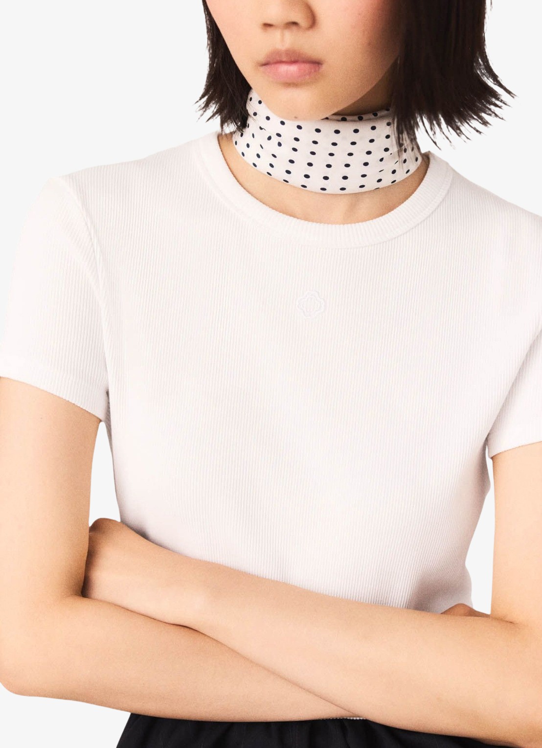 Maje Tono T-shirt met ribstuctuur  - detail 6 wit