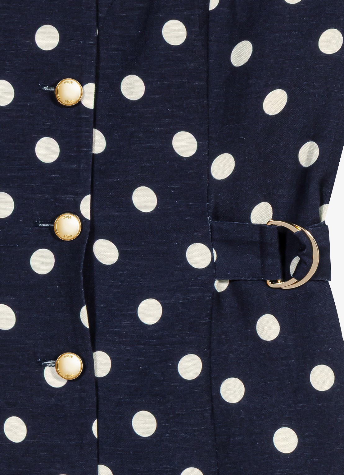 Maje Top in linnenblend met stippenprint - detail 7 donkerblauw