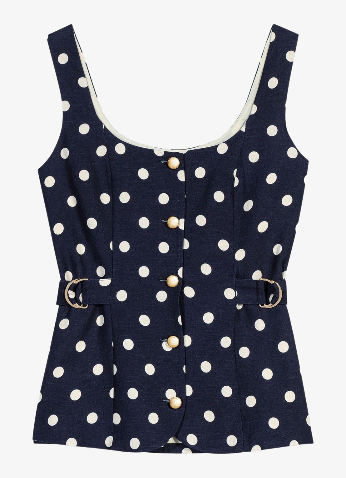 Maje Top in linnenblend met stippenprint - voorkant 2 donkerblauw