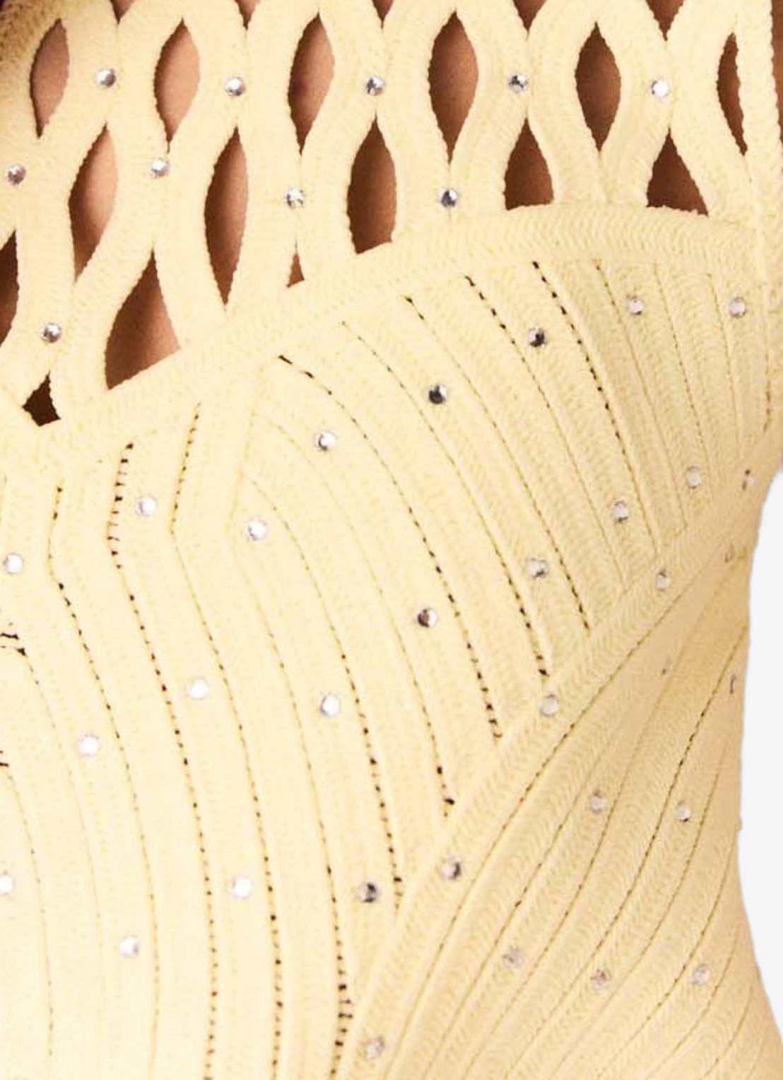 Maje Top met opengewerkt detail en strass - detail 3 geel