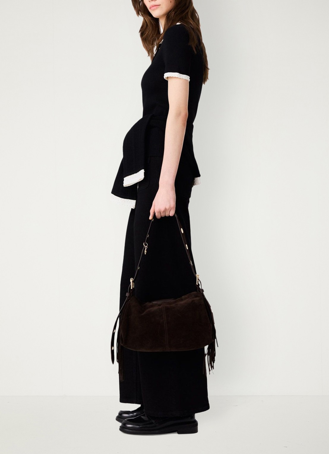 Maje Top met ribstructuur - detail 5 zwart