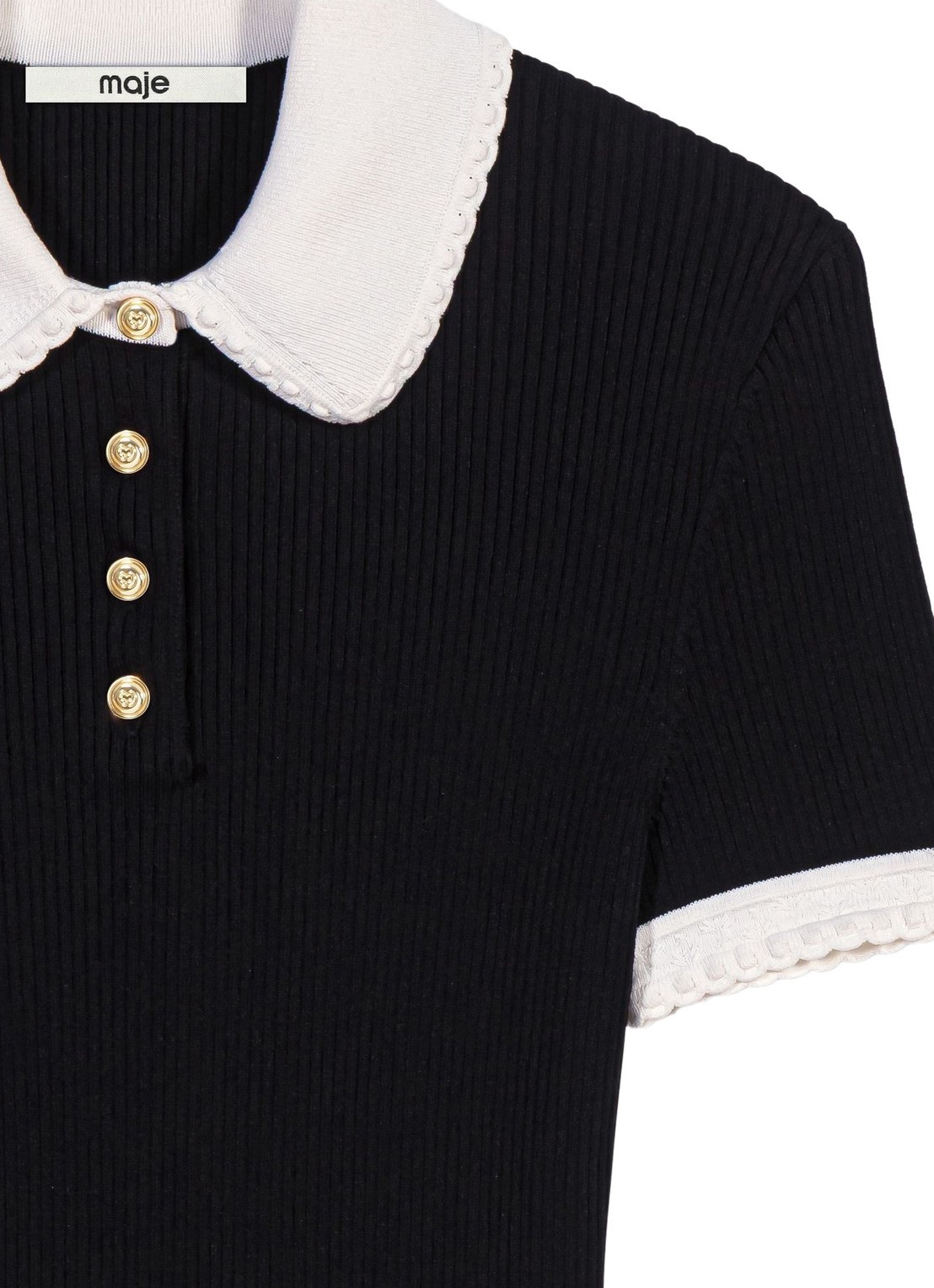 Maje Top met ribstructuur - detail 8 zwart