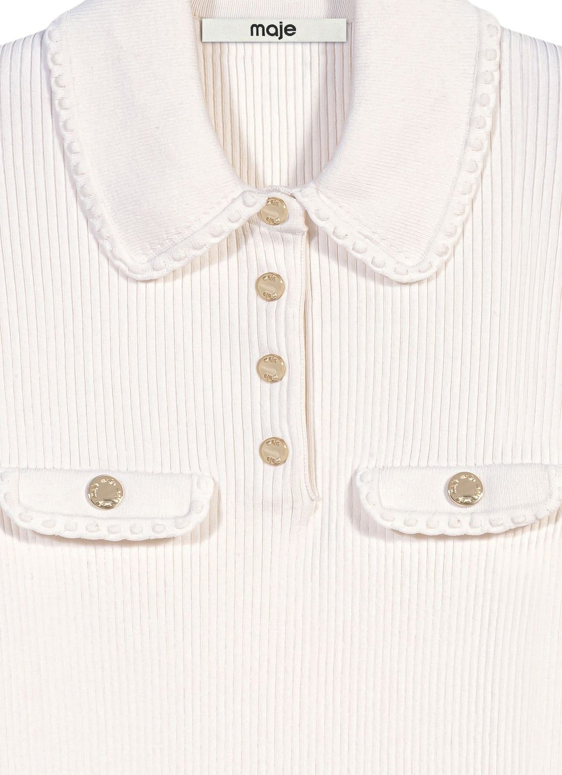 Maje Top met ribstructuur - detail 8 creme