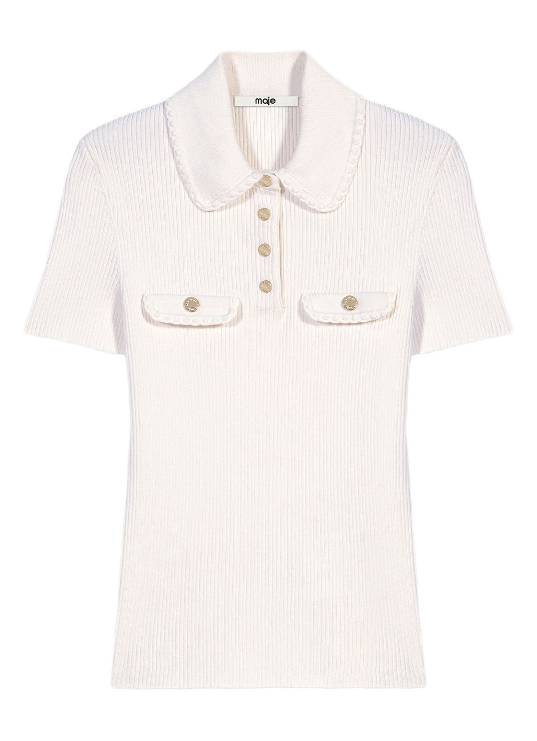 Maje Top met ribstructuur - voorkant creme