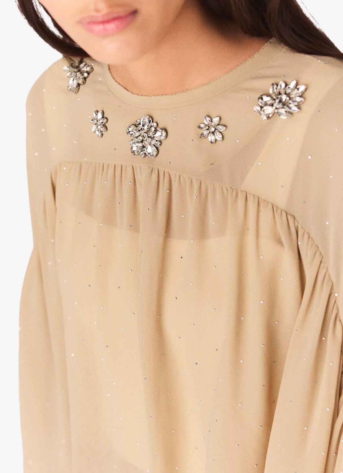 Maje Top met strass - detail 4 zand