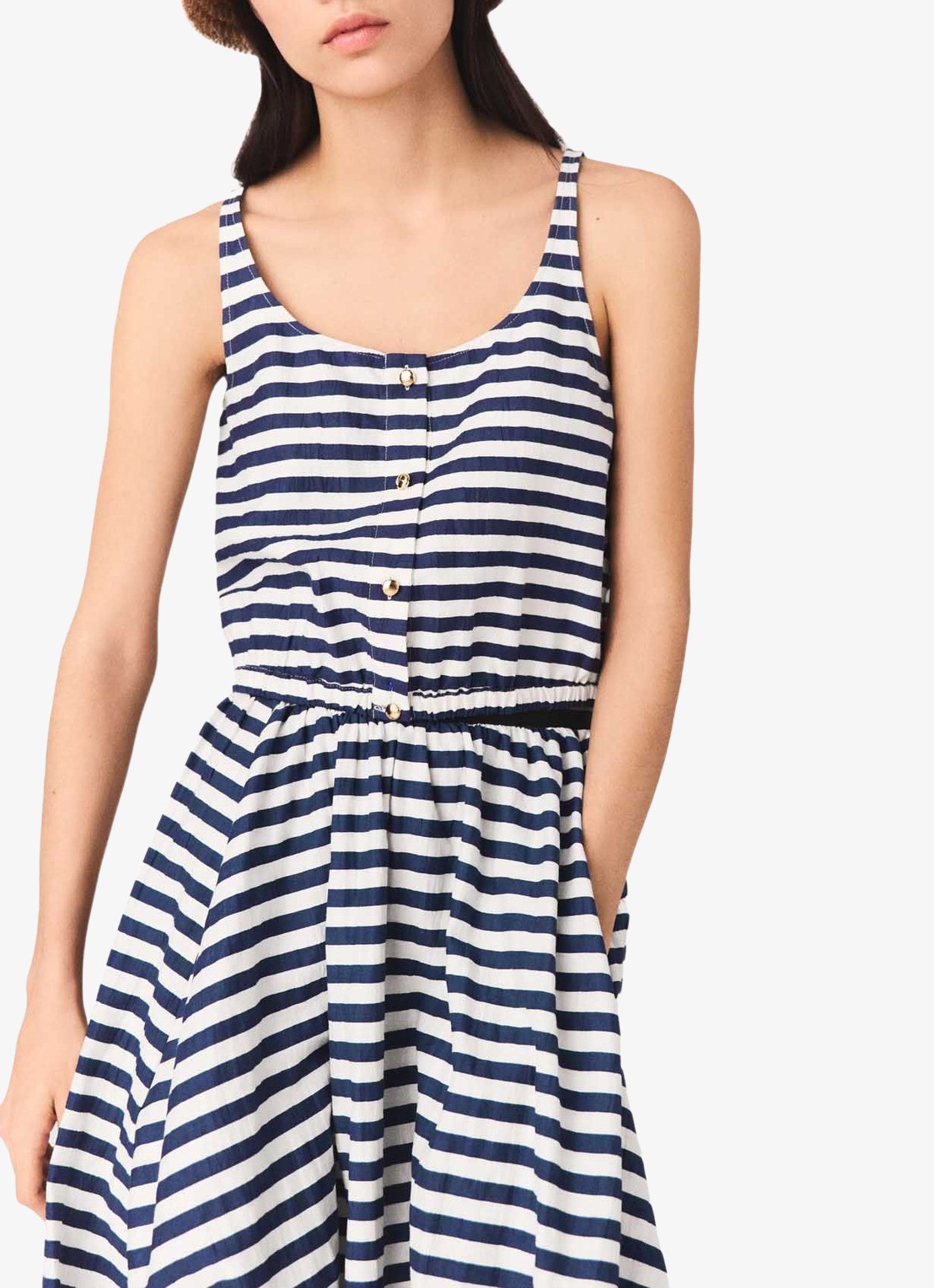 Maje Top met streepprint - detail 5 donkerblauw