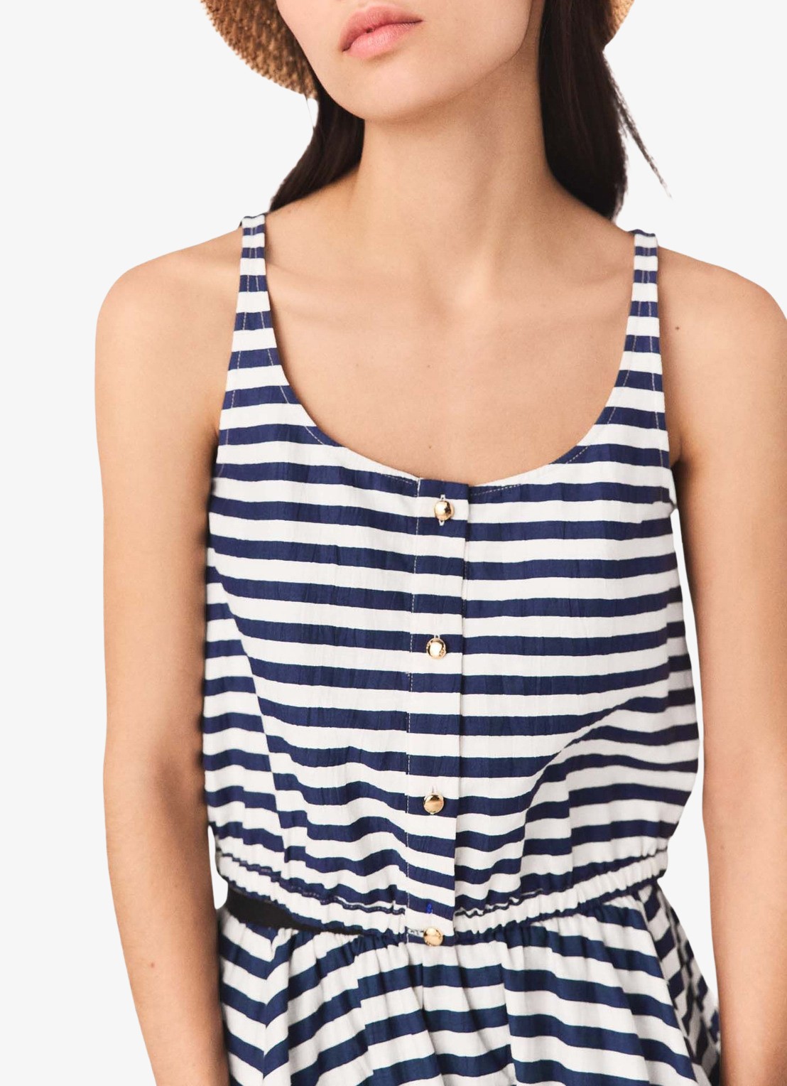 Maje Top met streepprint - detail 6 donkerblauw
