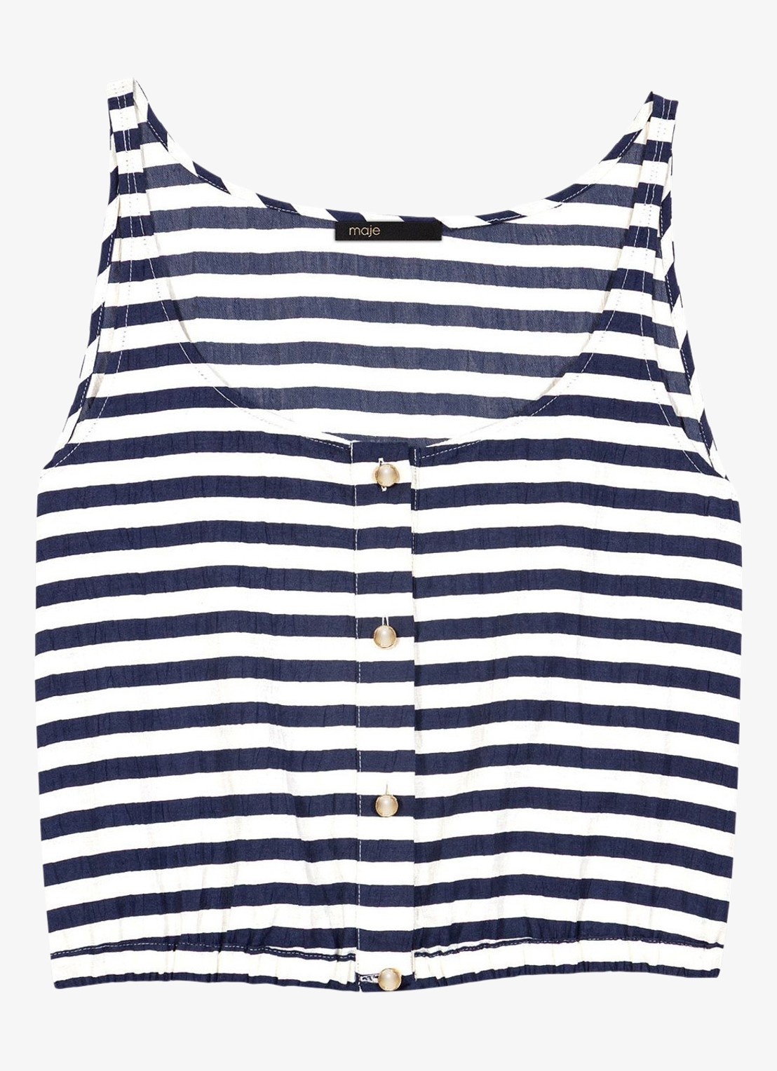Maje Top met streepprint - voorkant donkerblauw