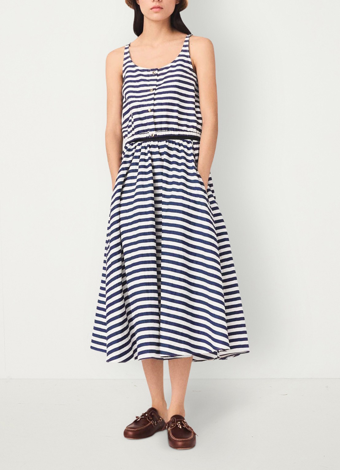 Maje Top met streepprint - voorkant 2 donkerblauw