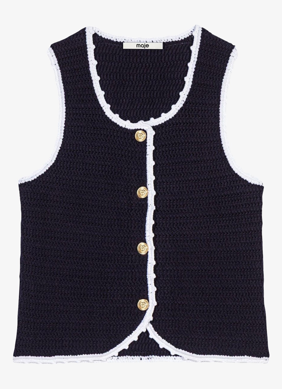 Maje Top van crochet - voorkant 6 donkerblauw