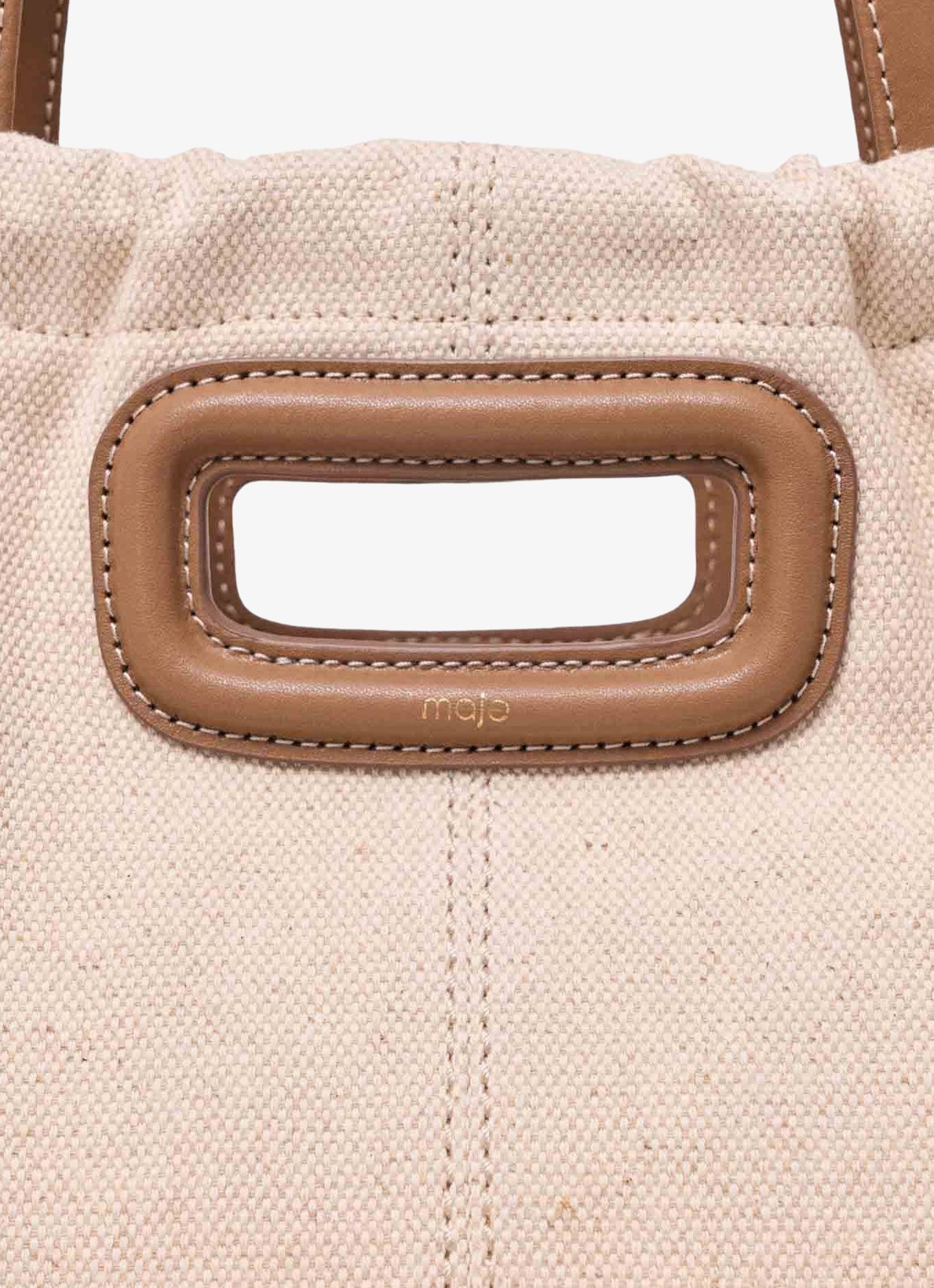 Maje Tote bag van canvas en leer - detail 2 moca / wit