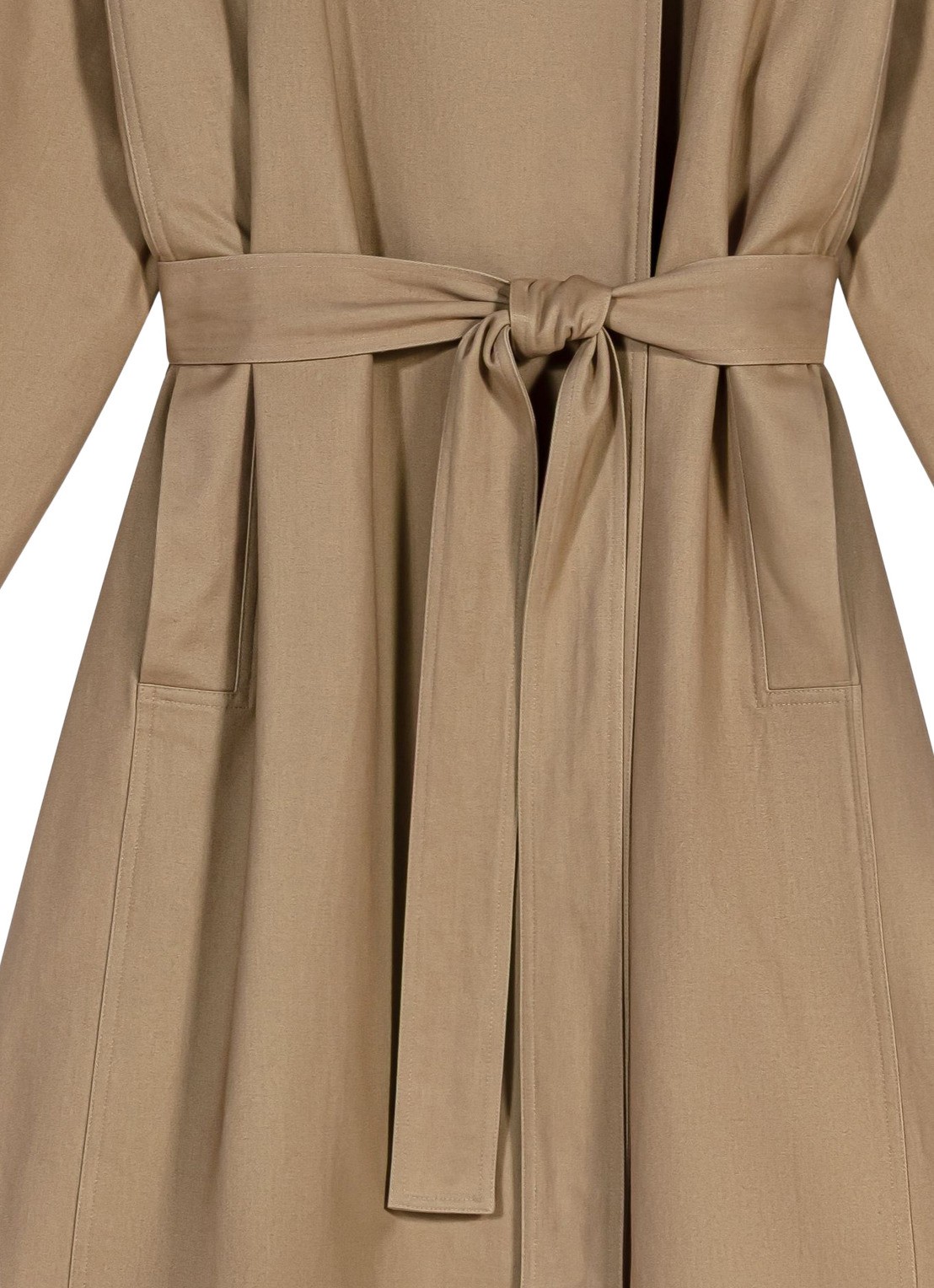 Maje Trenchcoat met steekzakken en strikceintuur - detail 2 beige