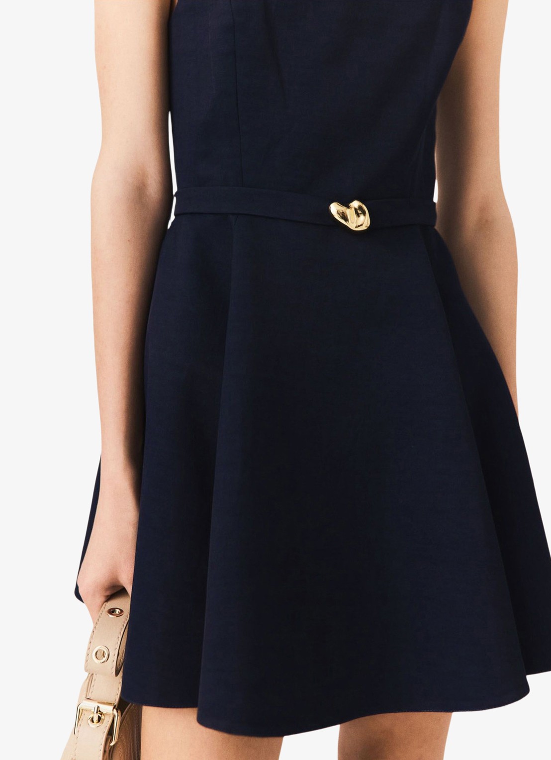 Maje Uitlopende jurk met bandjes - detail 7 donkerblauw