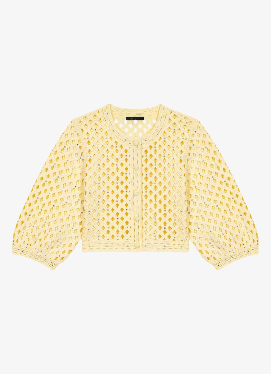 Maje Vest met opengewerkt detail - voorkant 5 geel