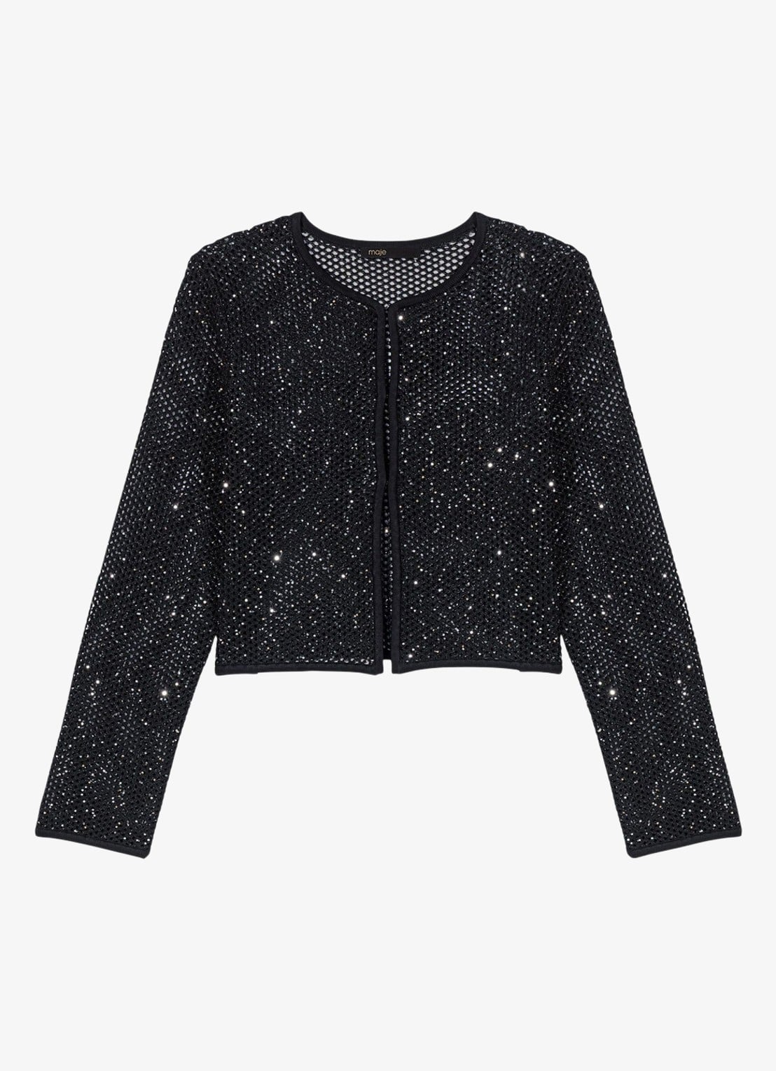 Maje Vest met pailletten - voorkant 5 zwart
