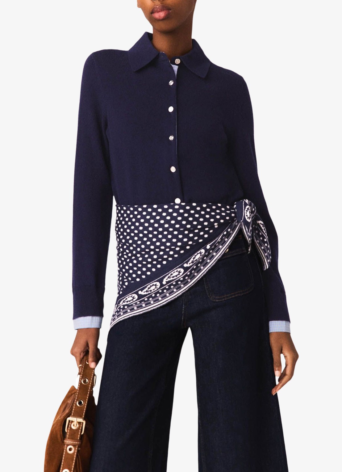 Maje Vest met polokraag in kasjmierblend - detail 4 donkerblauw