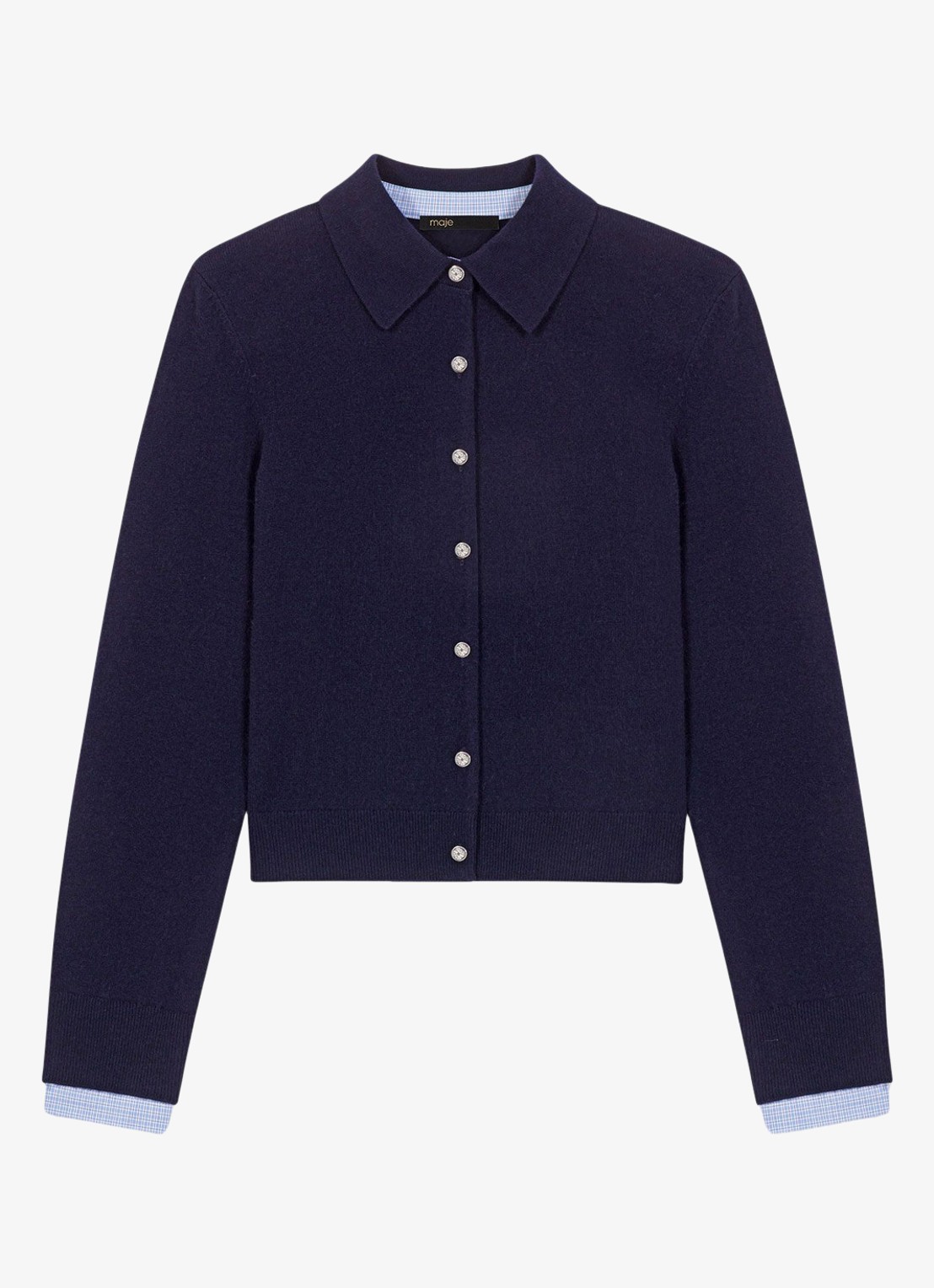 Maje Vest met polokraag in kasjmierblend - voorkant donkerblauw