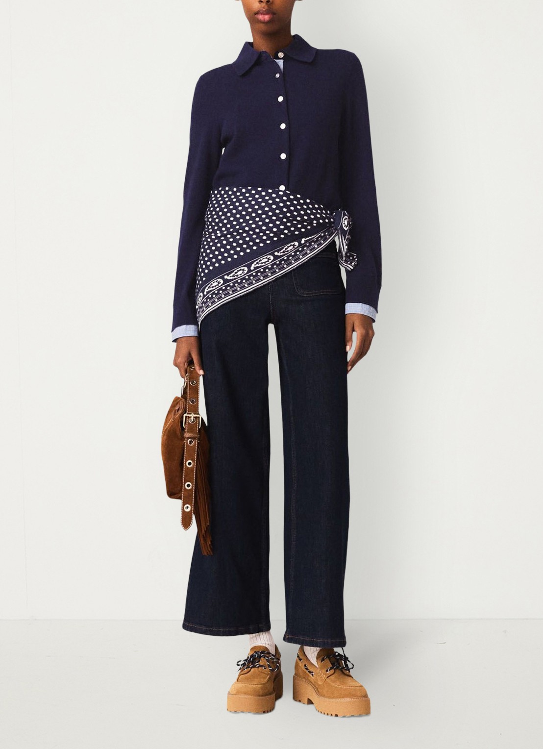 Maje Vest met polokraag in kasjmierblend - voorkant 2 donkerblauw