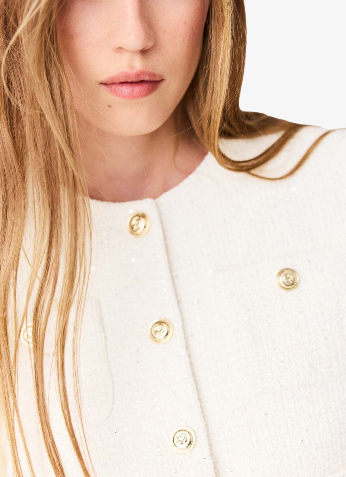 Maje Vest van bouclé met opgestikte zakken - detail 7 beige