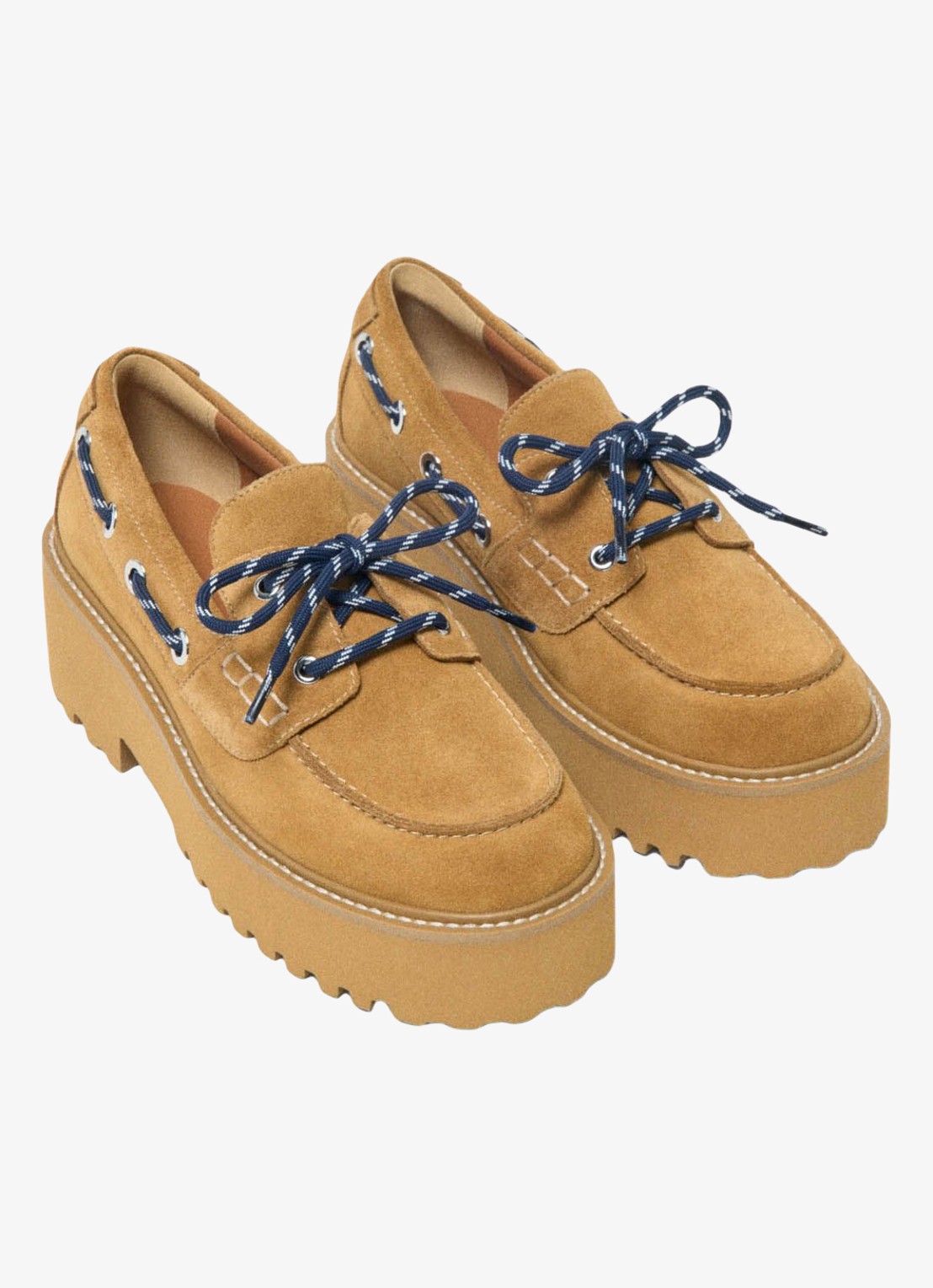 Maje Veterboots van suède met platform - detail 4 bruin