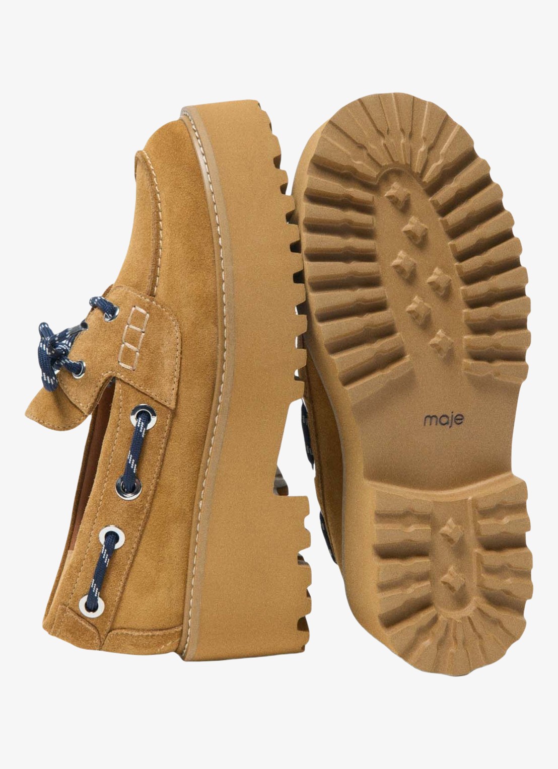 Maje Veterboots van suède met platform - detail 5 bruin