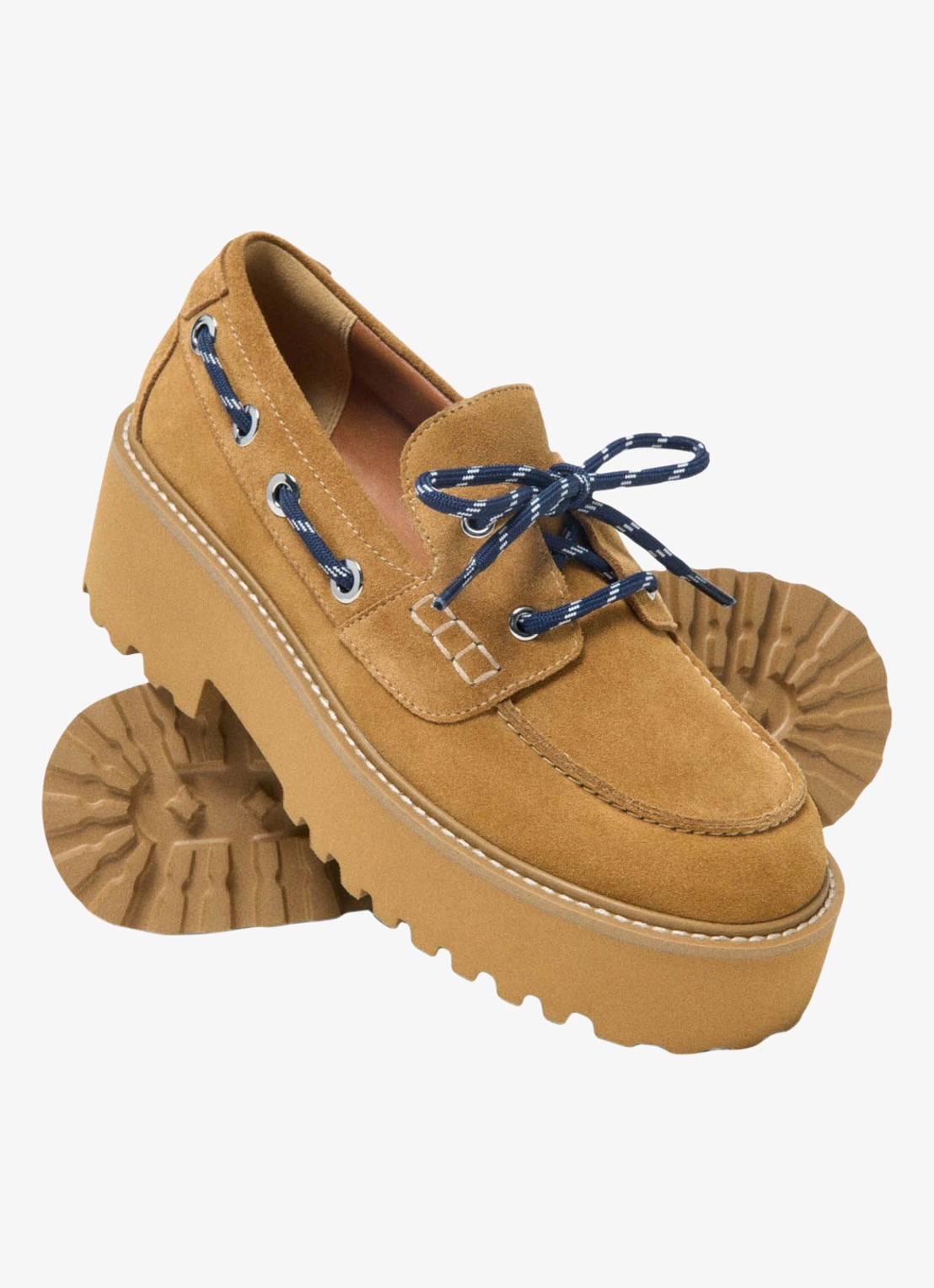 Maje Veterboots van suède met platform - detail 6 bruin