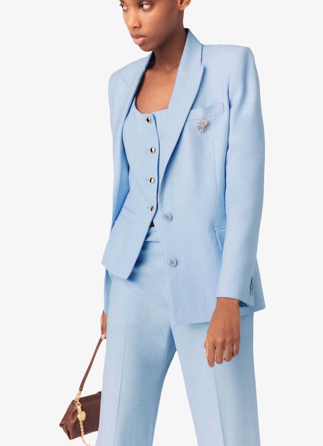 Maje Vigalue blazer met klepzakken - detail 7 lichtblauw