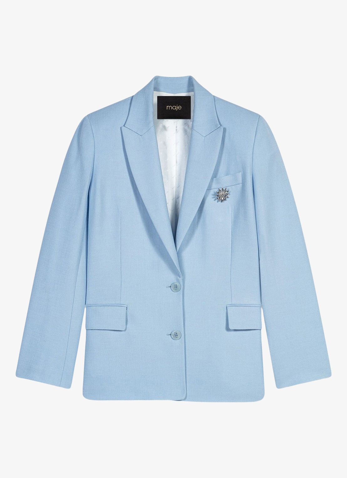 Maje Vigalue blazer met klepzakken - voorkant 2 lichtblauw