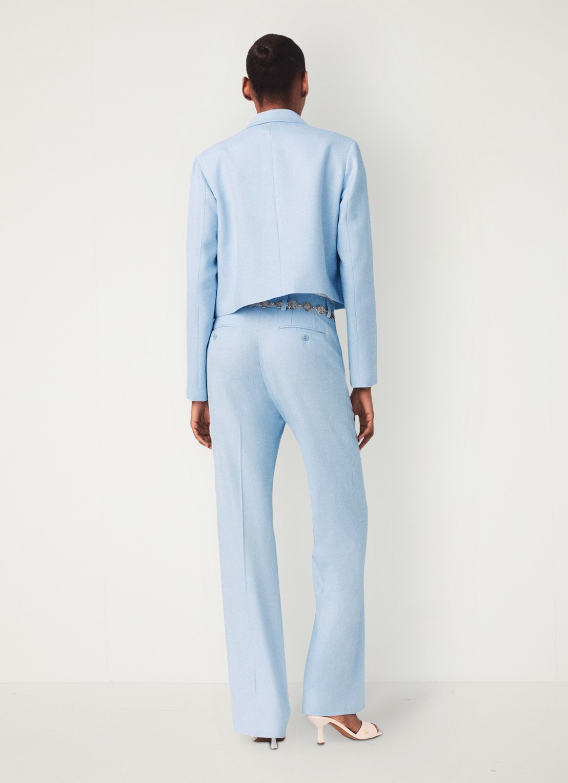 Maje Viguly cropped blazer met opgestikte zakken - achterkant 7 blauw