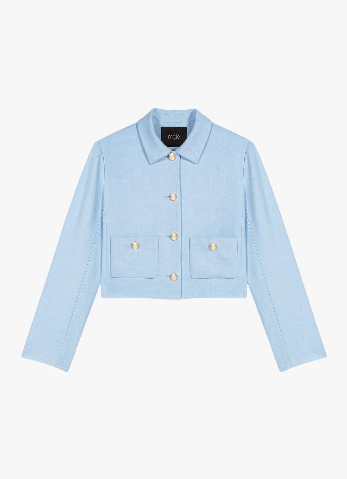 Maje Viguly cropped blazer met opgestikte zakken - voorkant 5 blauw