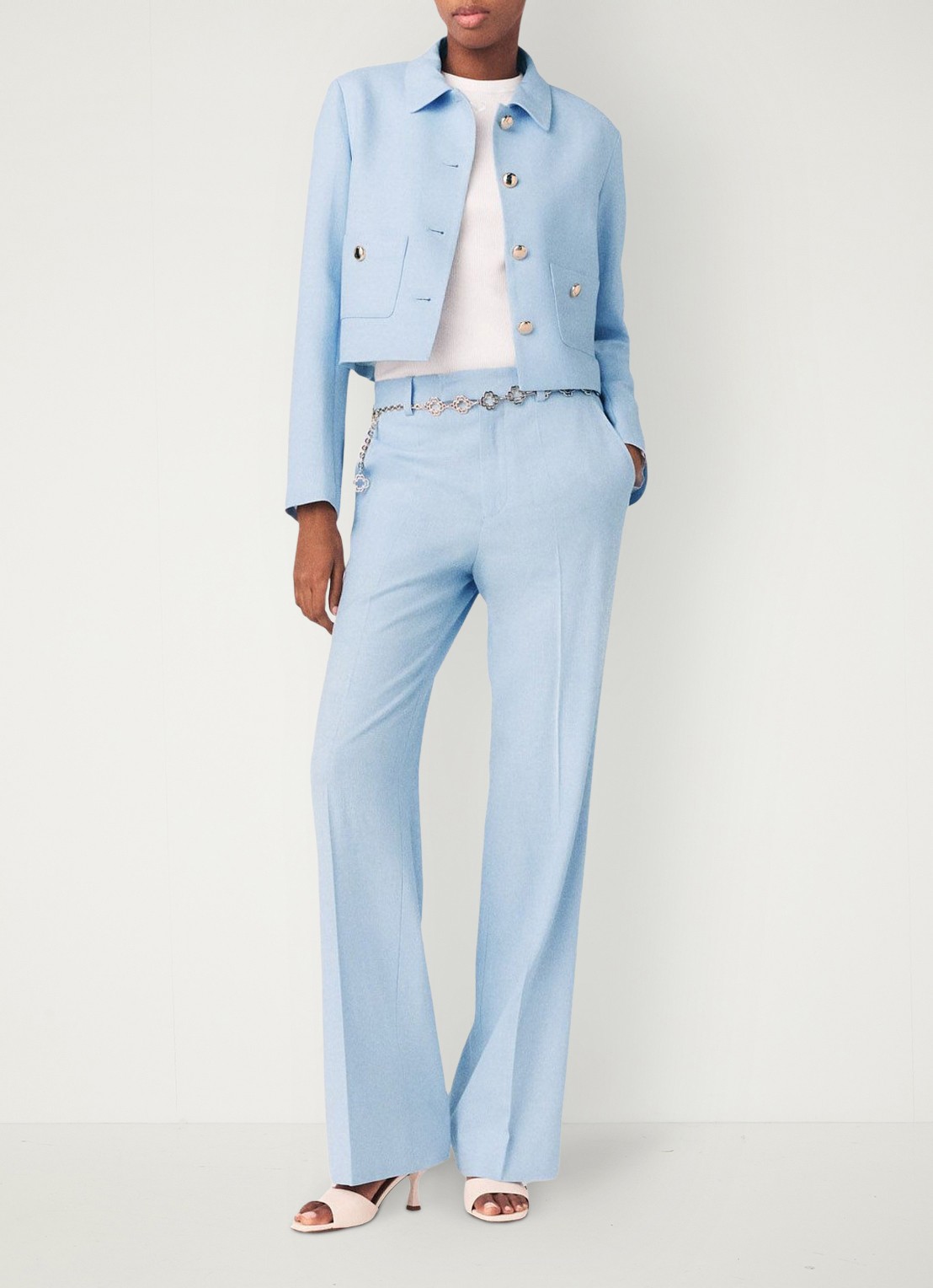 Maje Viguly cropped blazer met opgestikte zakken - voorkant 6 blauw