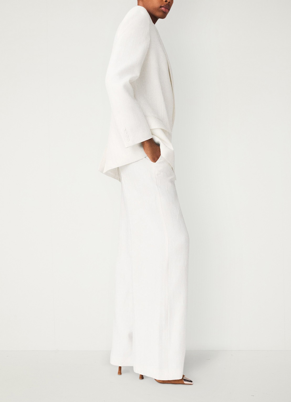 Maje Vimawhite blazer met krijtstreep  - detail 3 wit