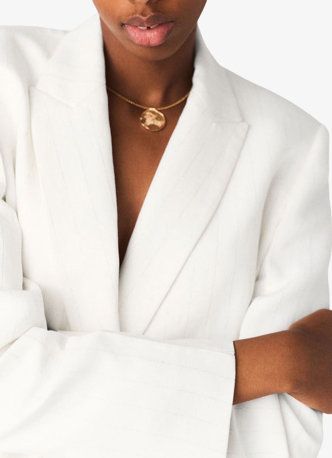 Maje Vimawhite blazer met krijtstreep  - detail 6 wit