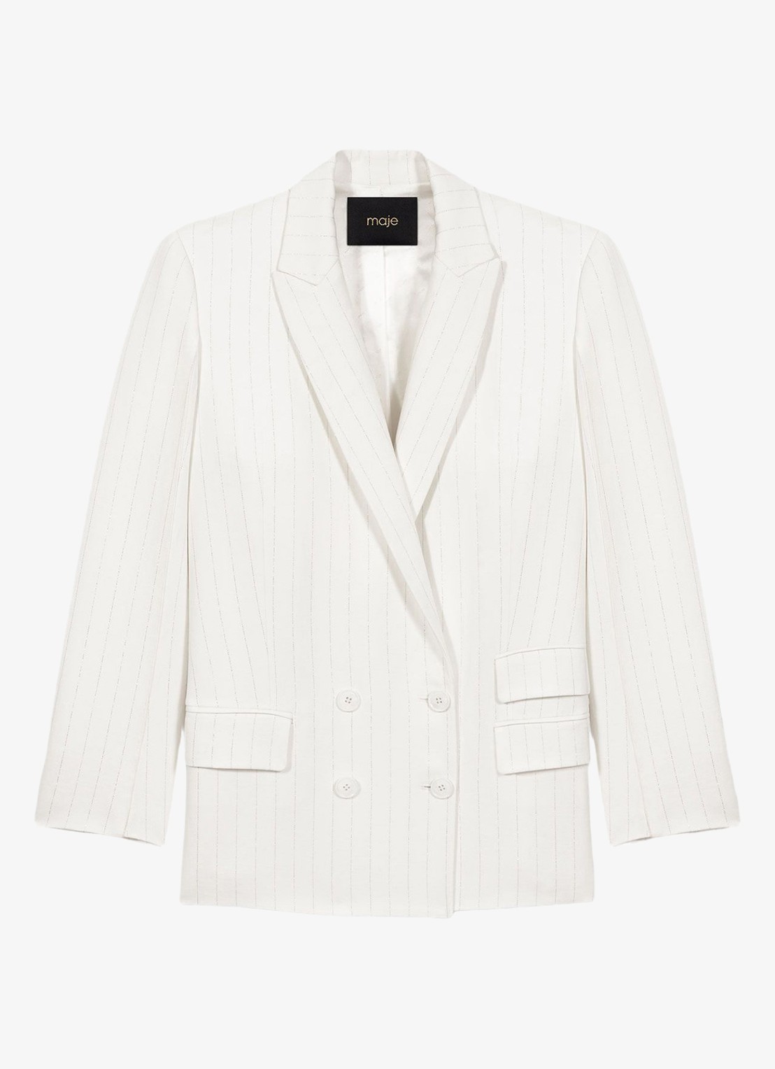 Maje Vimawhite blazer met krijtstreep  - voorkant 7 wit