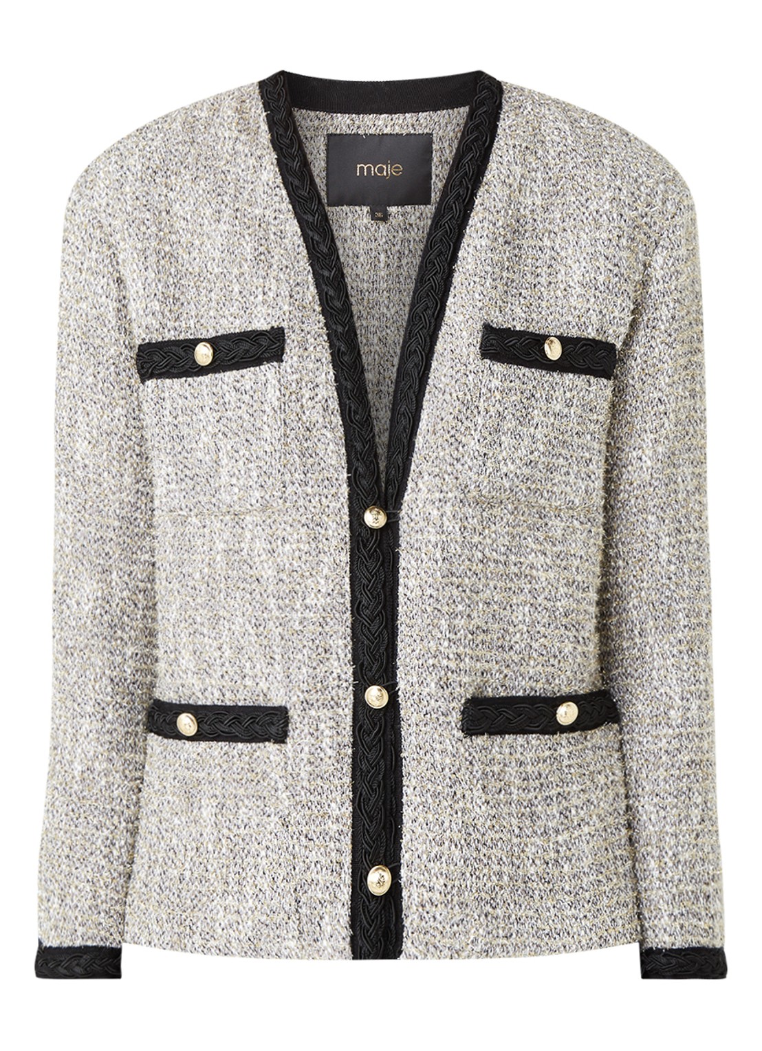 Maje Vinie blazer van bouclé met lurex - voorkant 2 grijs