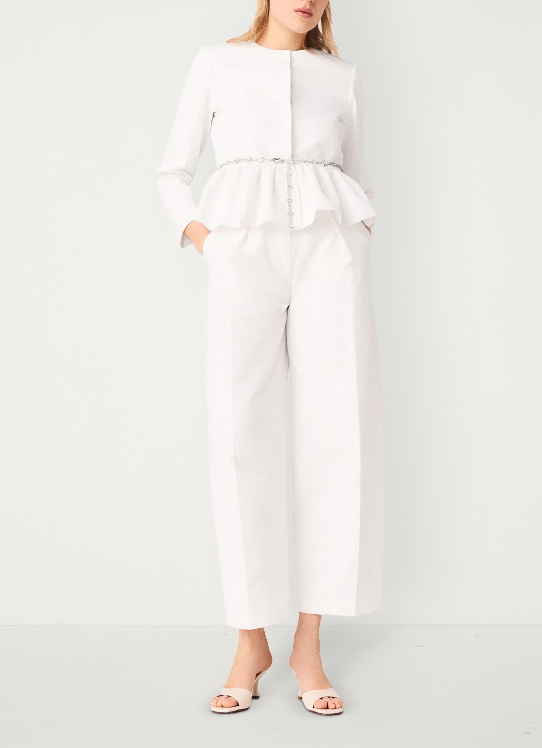 Maje Vipalace blazer met peplum  - voorkant 2 wit