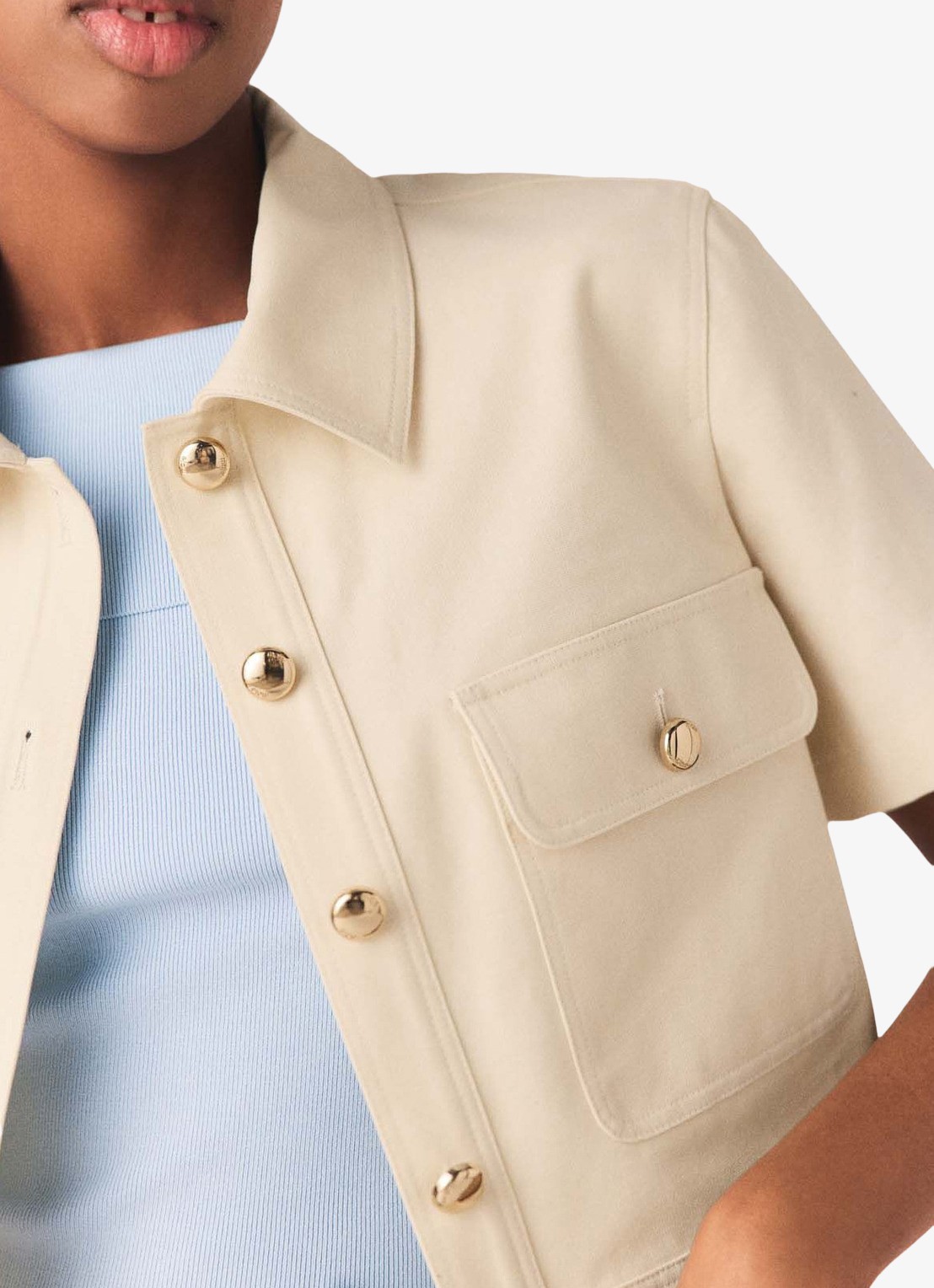 Maje Volgaro cropped blazer met klepzakken - detail 5 beige