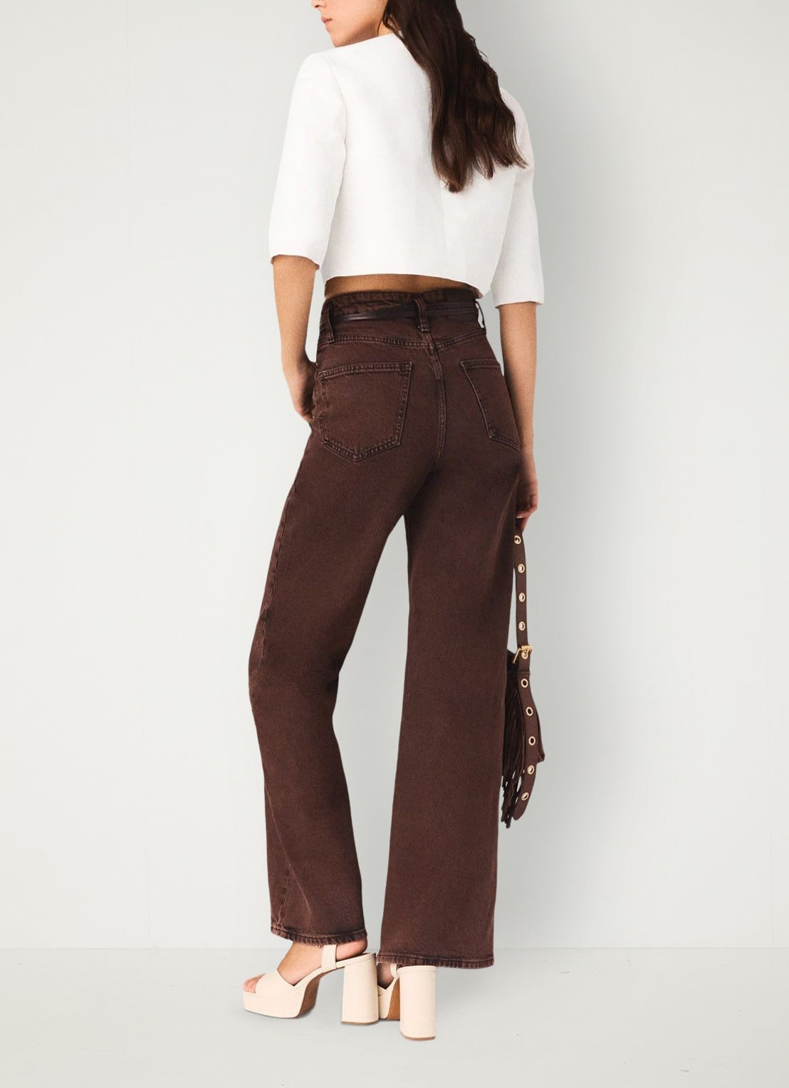 Maje Vytenia cropped blazer in linnenblend met borstzakken - achterkant 6 wit