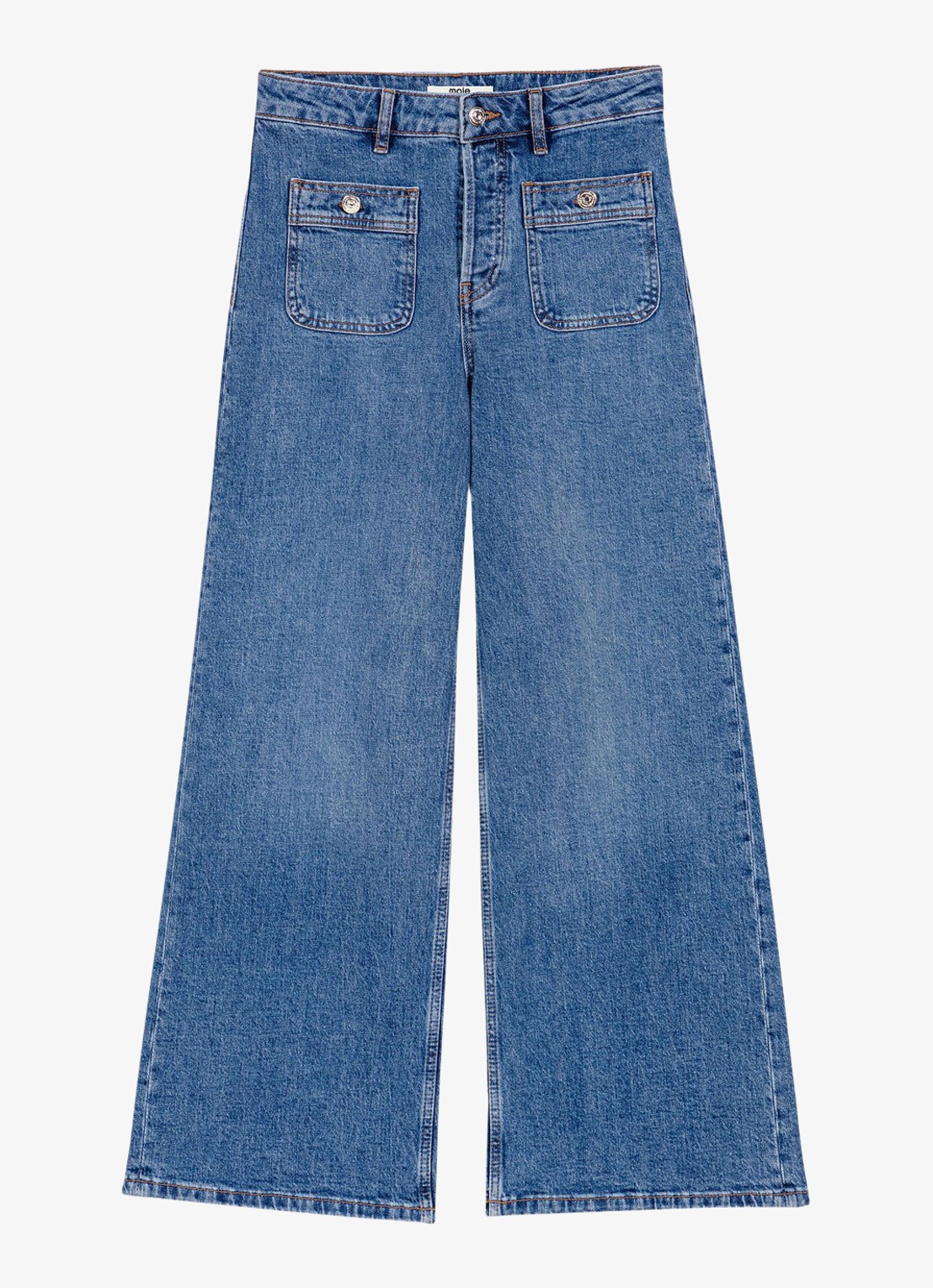 Maje Wide leg jeans met opgestikte zakken - voorkant 6 donkerblauw