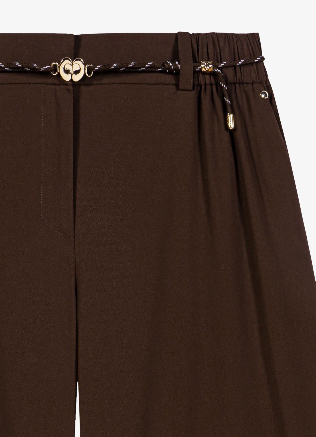 Maje Wide leg pantalon met gevlochten ceintuur - detail 2 brown / bruin