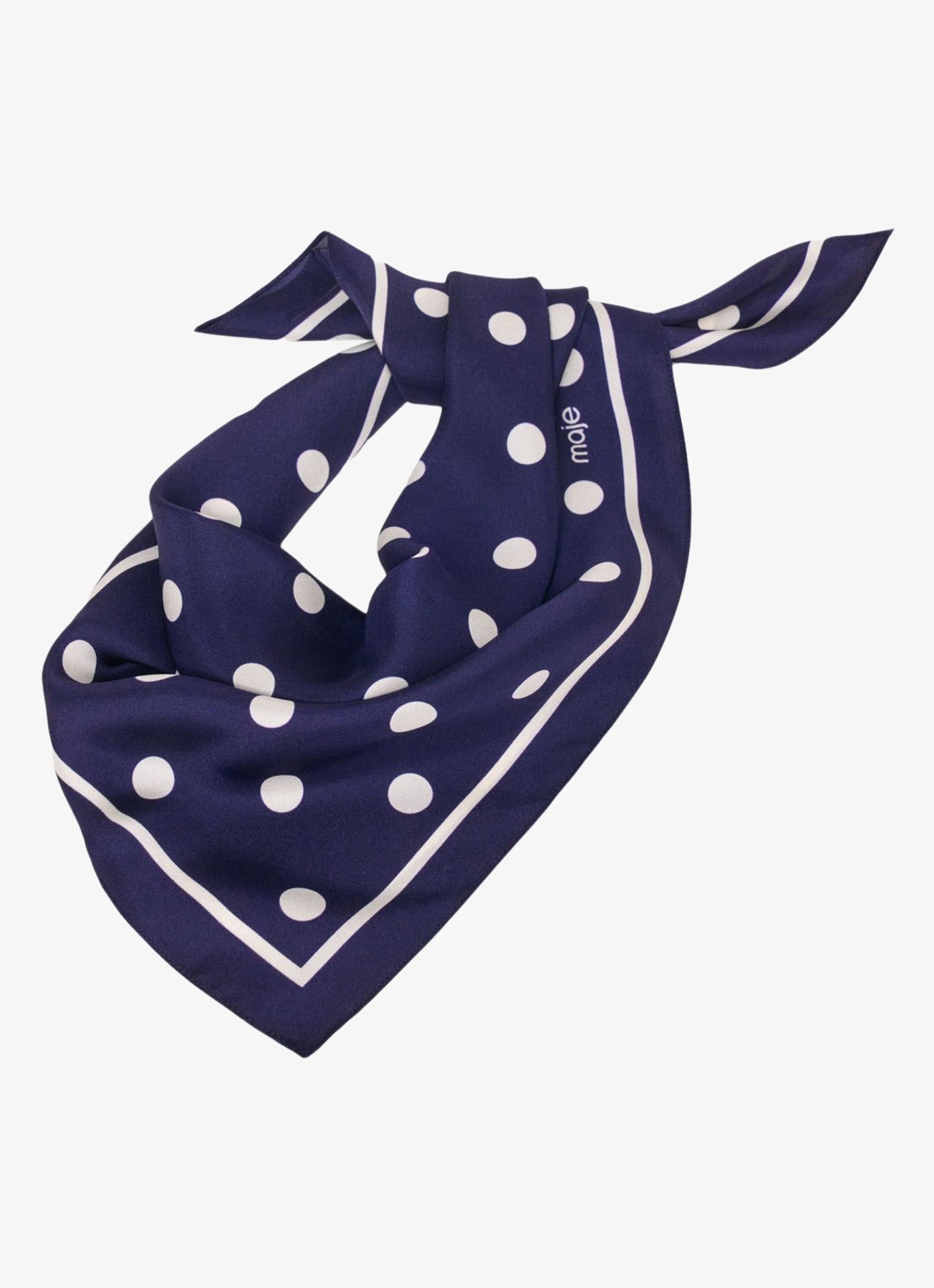 Maje Zijden bandana met stippen - detail 3 navy