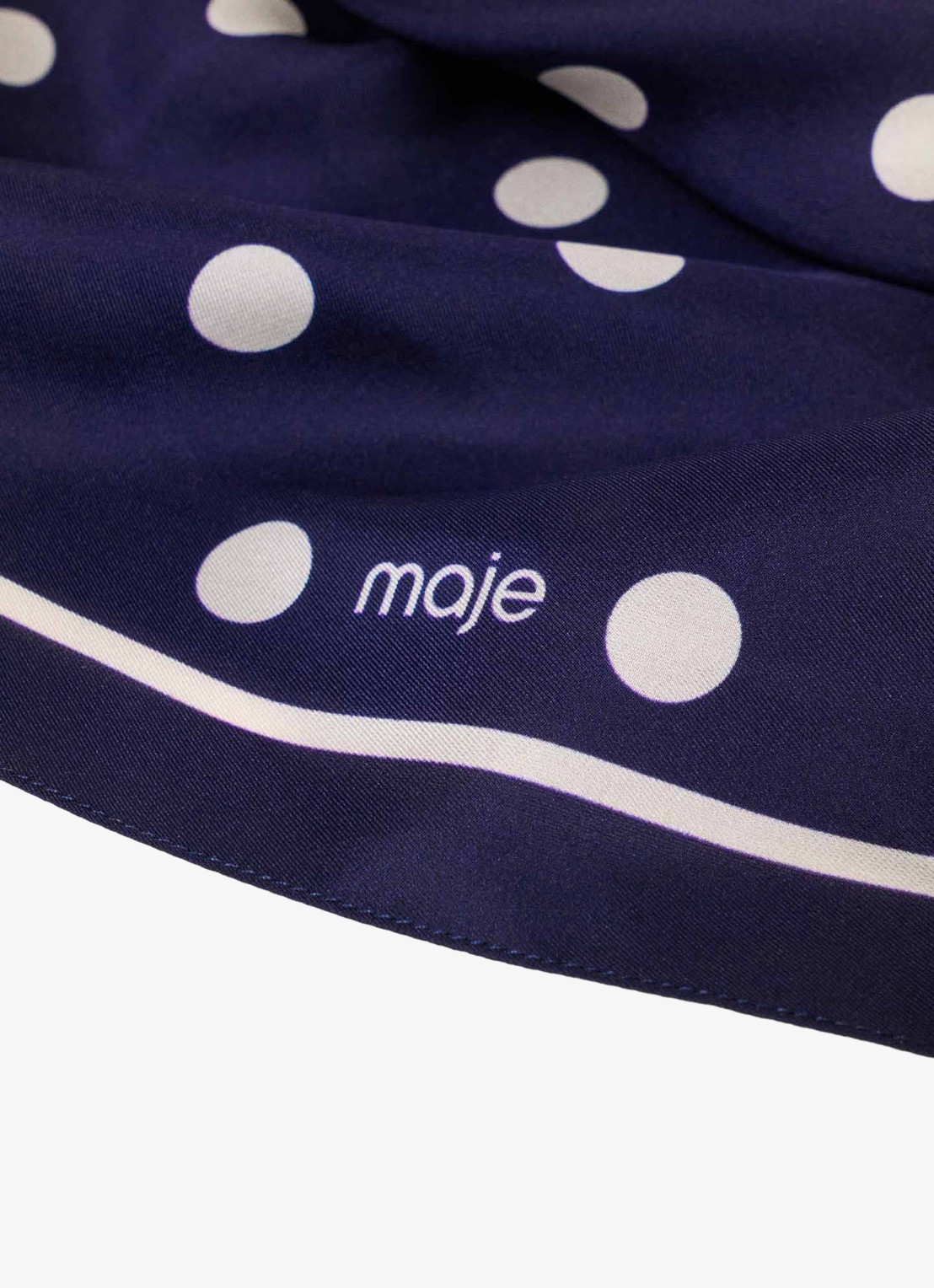 Maje Zijden bandana met stippen - detail 4 navy