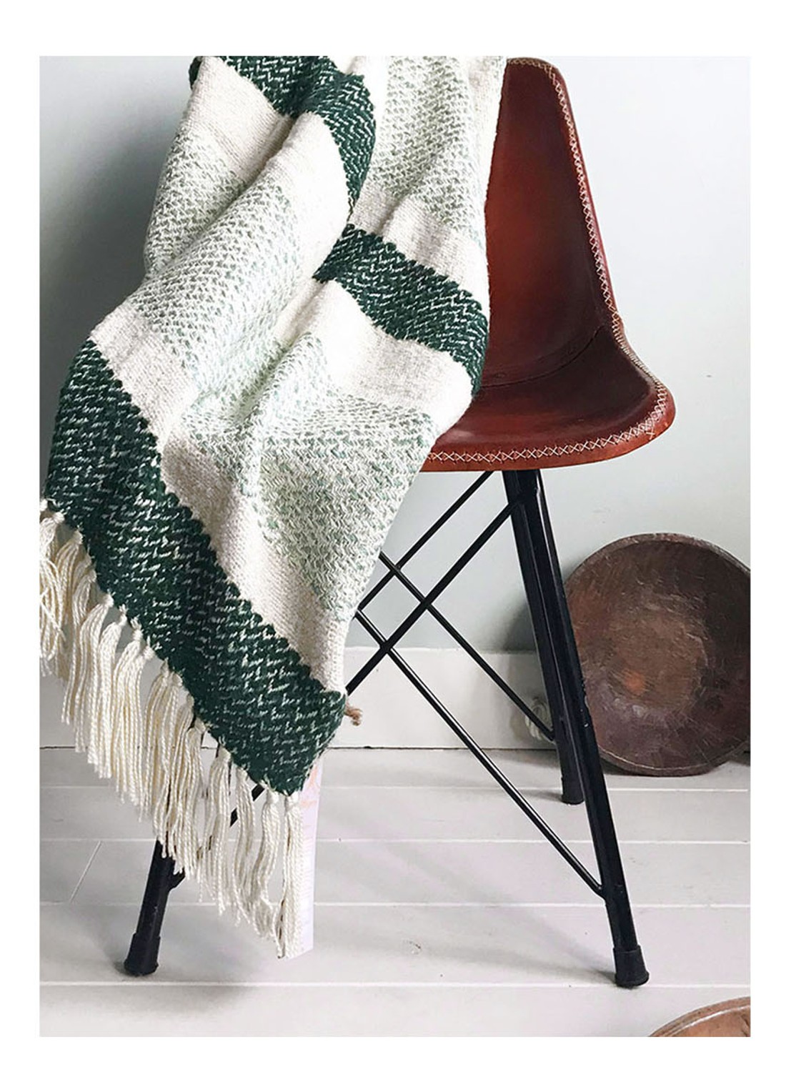 Malagoon Berber plaid in wolblend 150 x 125 cm - voorkant 2 groen