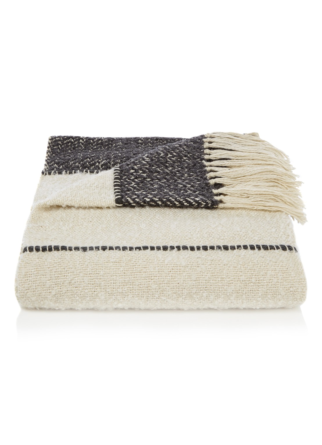 Malagoon Berber plaid in wolblend  - voorkant 2 gebroken wit