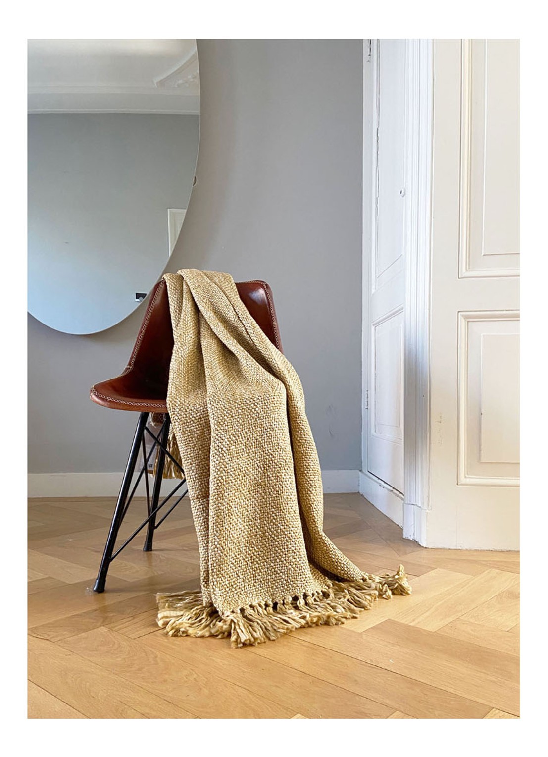 Malagoon Marble plaid 125 x 150 cm - voorkant 2 mosterd